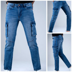 Denim Cargo Jeans-blue